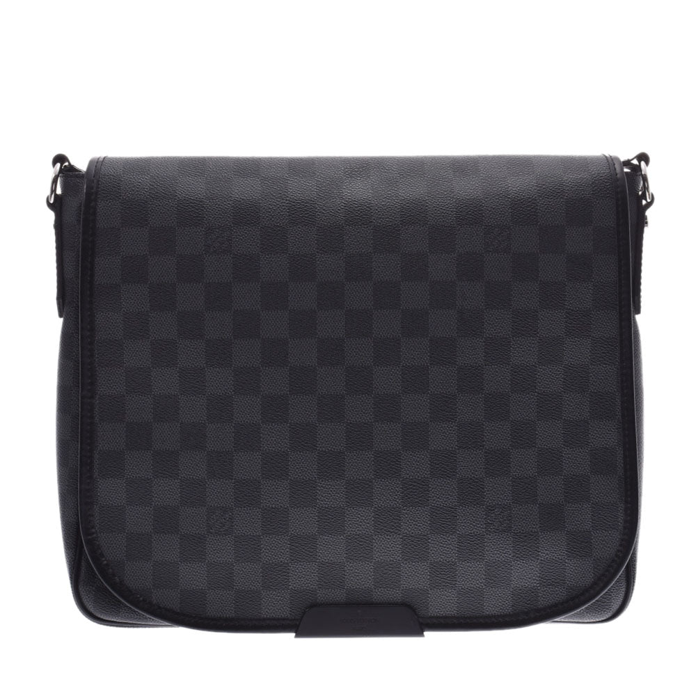 LOUIS VUITTON ルイヴィトン ダミエ グラフィット ダニエルMM 黒/グレー N58029 メンズ ダミエグラフィットキャンバス レザー ショルダーバッグ Aランク 中古 