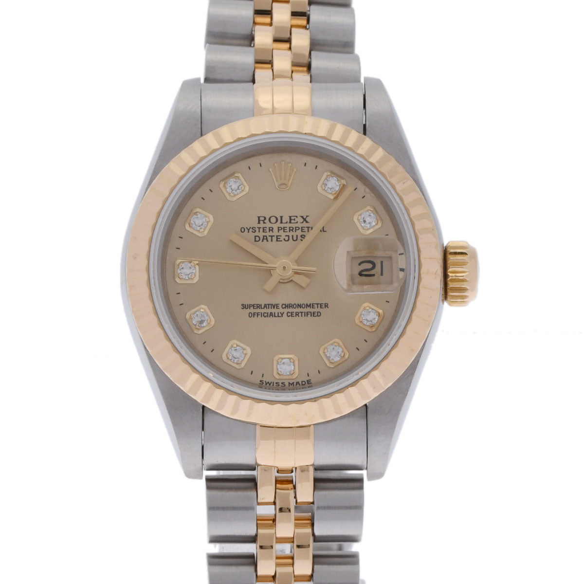 ROLEX ロレックス デイトジャスト 10Pダイヤ 69173G レディース YG/SS 腕時計 自動巻き シャンパン文字盤 Aランク 中古 