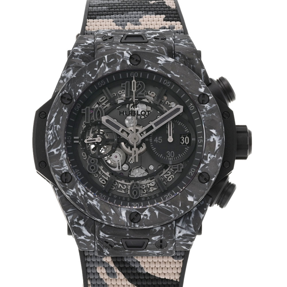 HUBLOT ウブロ ビッグバン ウニコ 日本限定77本 421.QW.1110.RX.JPN メンズ カーボン/ラバー 腕時計 自動巻き マットブラックスケルトン文字盤 Aランク 中古 