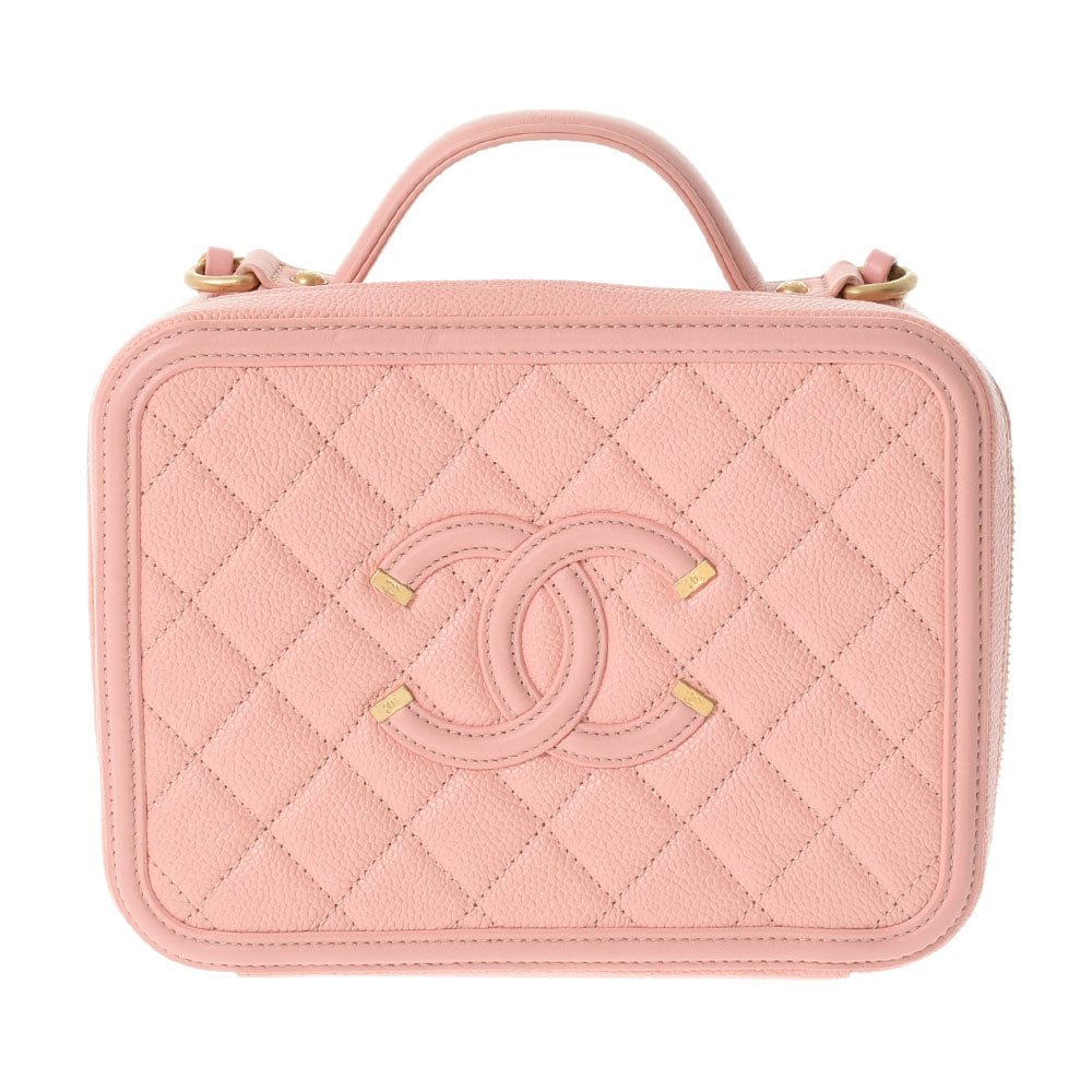 CHANEL シャネル マトラッセ CCフィリグリー チェーンバニティ ピンク ゴールド金具 A93343 レディース キャビアスキン ショルダーバッグ Aランク 中古 