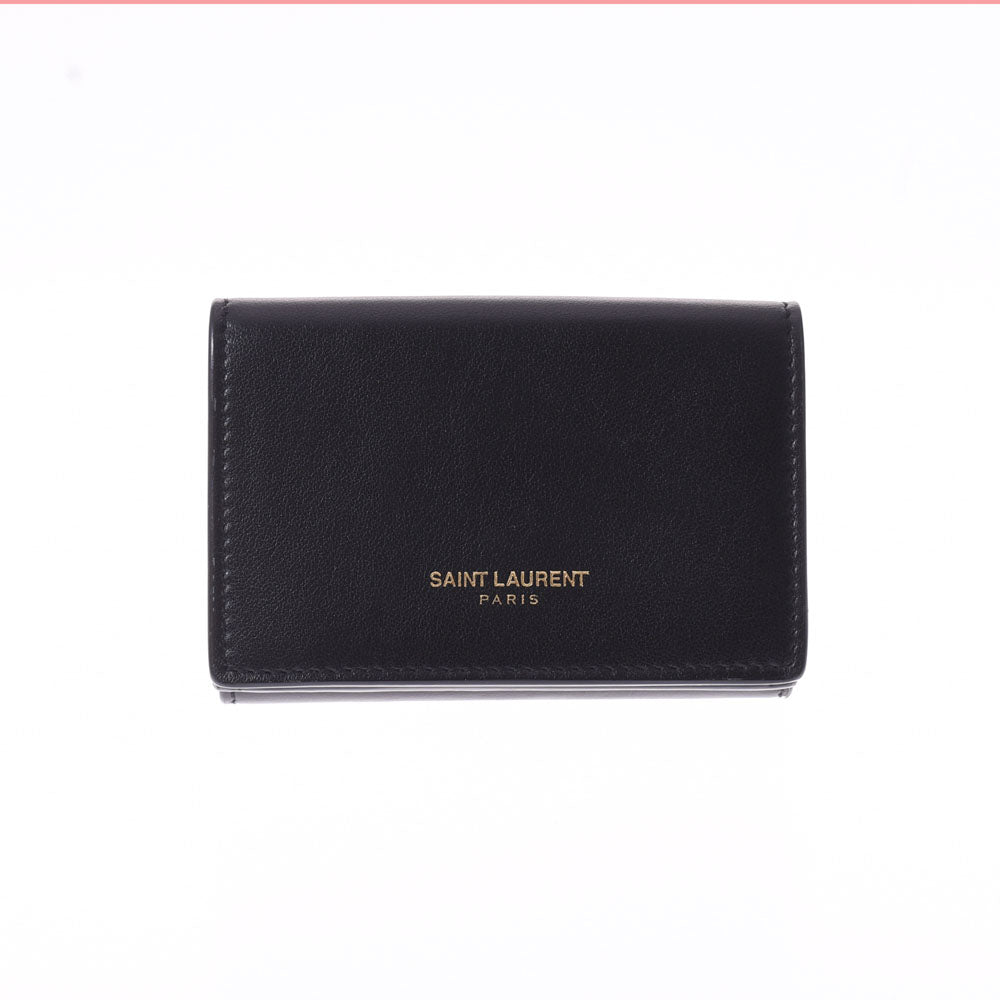 SAINT LAURENT サンローラン コンパクトウォレット 黒 459784 ユニセックス カーフ 三つ折り財布 Aランク 中古 