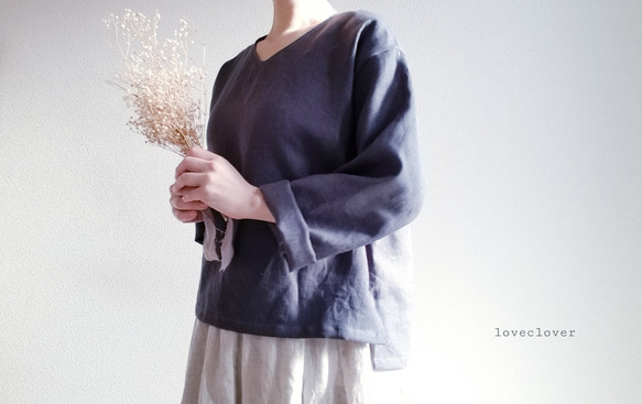 〈14色〉一年中着回せるゆったり心地よいプルオーバー　Vneckline　linen100 ％　Creema 限定商品