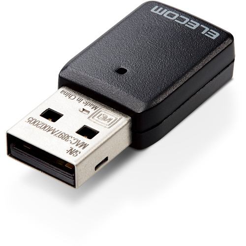 エレコム WDC-867DU3S2 Wi-Fi 5(11ac) 867+300Mbps USB3.0対応小型無線LANアダプター ブラック WDC867DU3S2