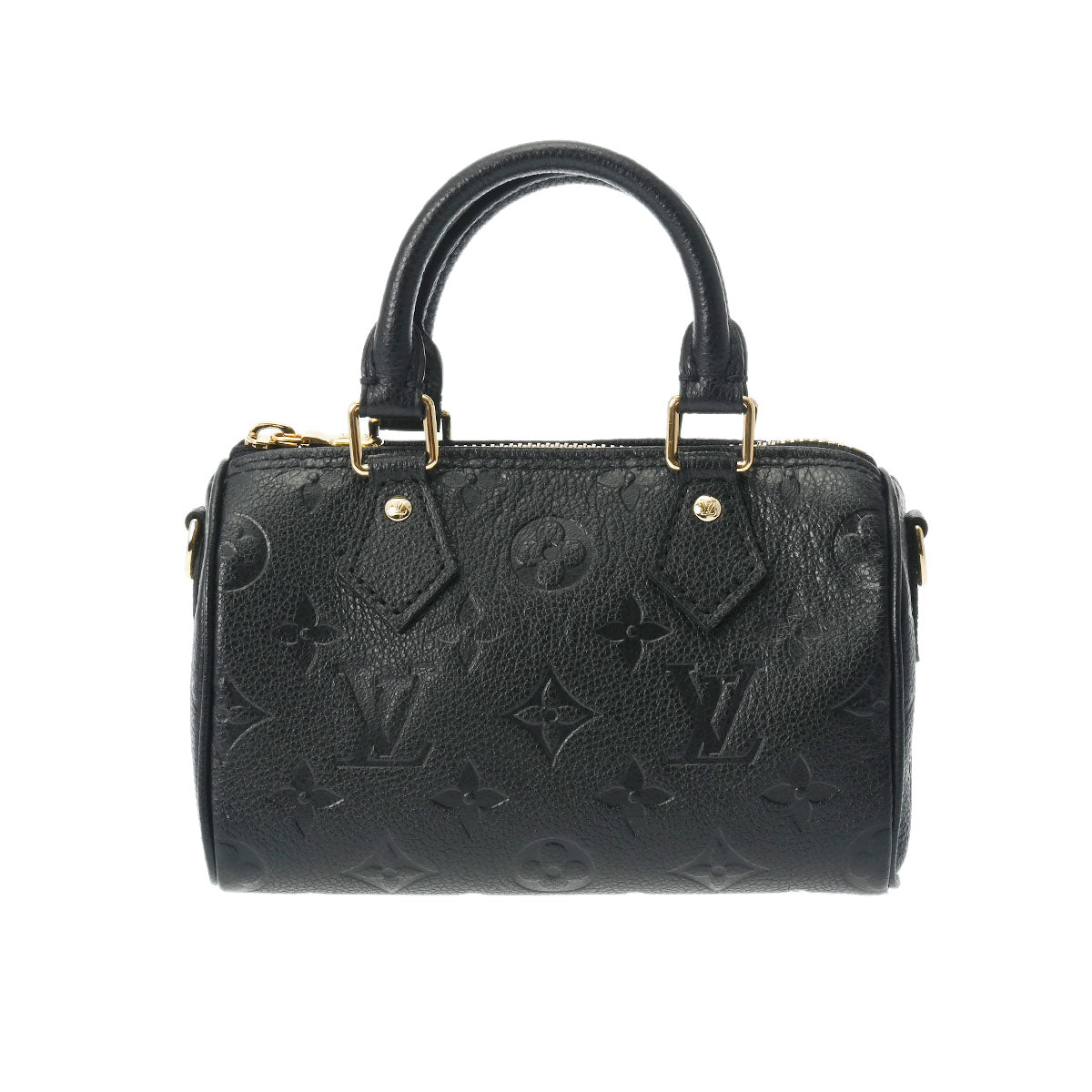 LOUIS VUITTON ルイヴィトン モノグラムアンプラント ナノ スピーディ 2WAY ブラック M82450 レディース レザー ハンドバッグ Aランク 中古 