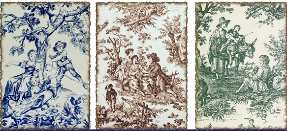 韓国製 トワルドジュイ パネル 生地 コットンリネン Toile de Jouy Panel 40 x 60cm