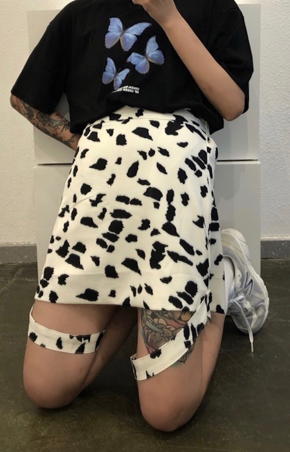 Dalmatian Leg Strap Mini-Skirt ミニスカート ホワイト 白 ガーリー