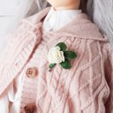 立体刺繍のブローチ（白薔薇）　1/3ドール用　アクセサリー