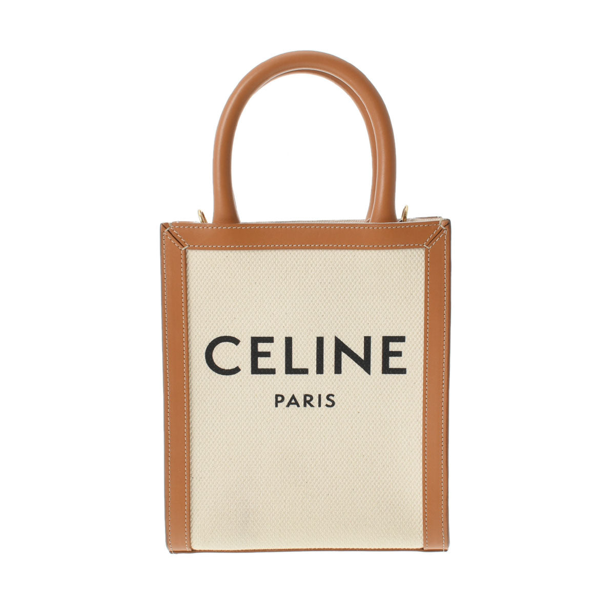 CELINE セリーヌ バーティカルカバ ミニ ナチュラル/タン 193302BNZ02NT レディース レザー キャンバス ハンドバッグ ABランク 中古 