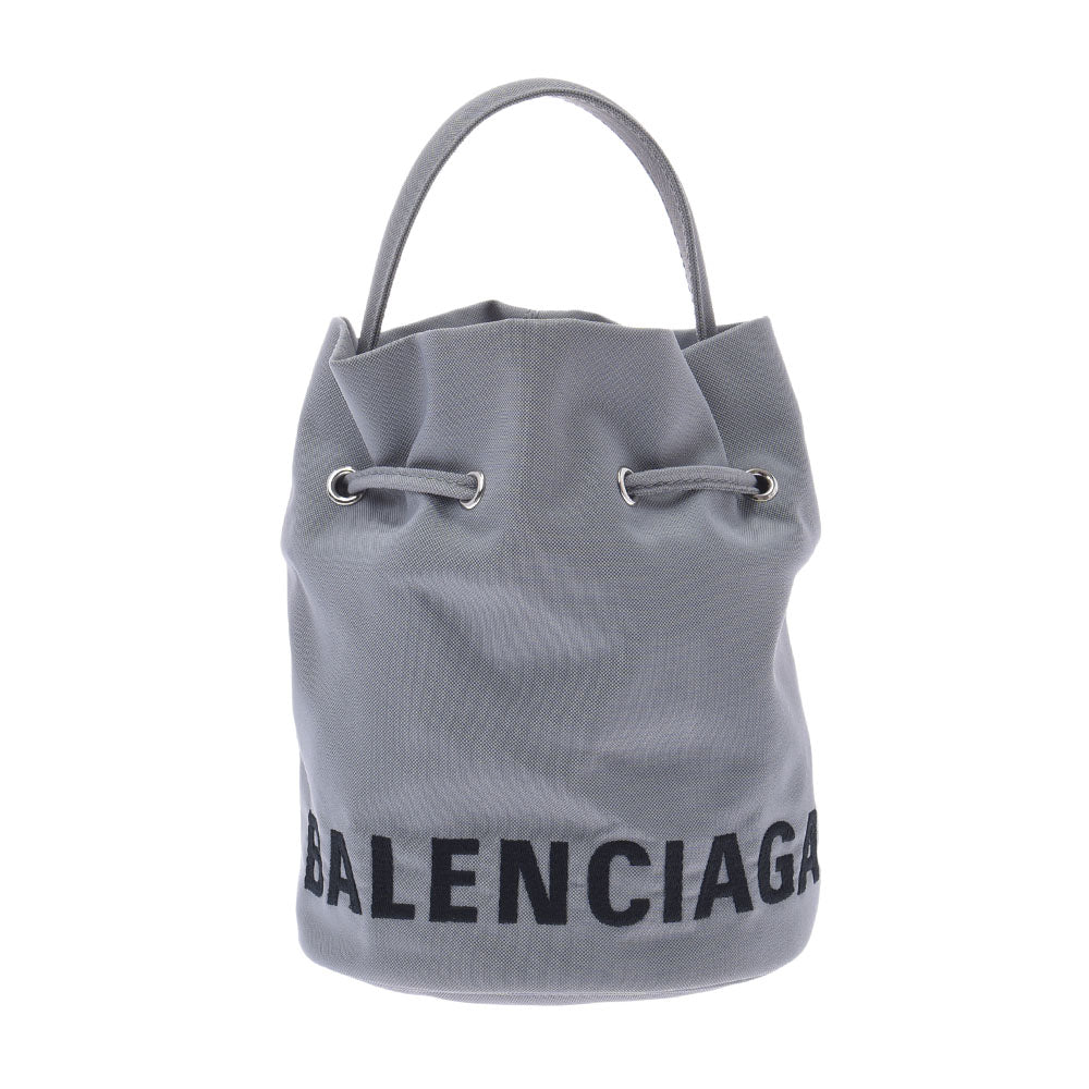 BALENCIAGA バレンシアガ ドローストリング バケットバッグ XS 巾着 グレー レディース キャンバス 2WAYバッグ 新同 中古 