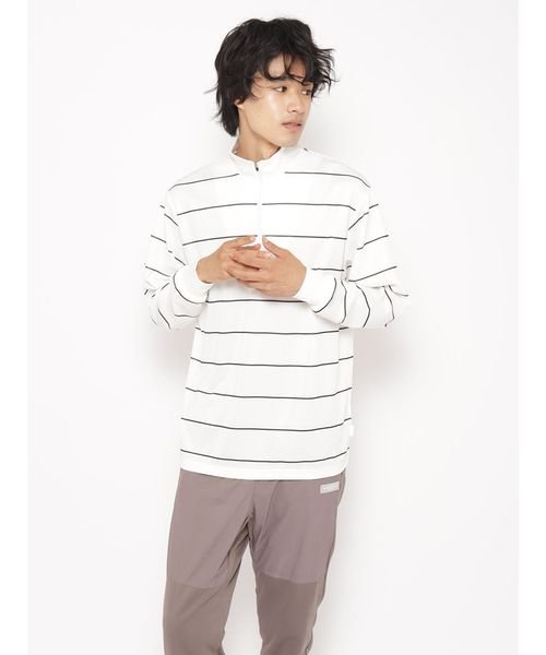 ハニカムドライスムース ハーフジップ長袖TシャツMENS