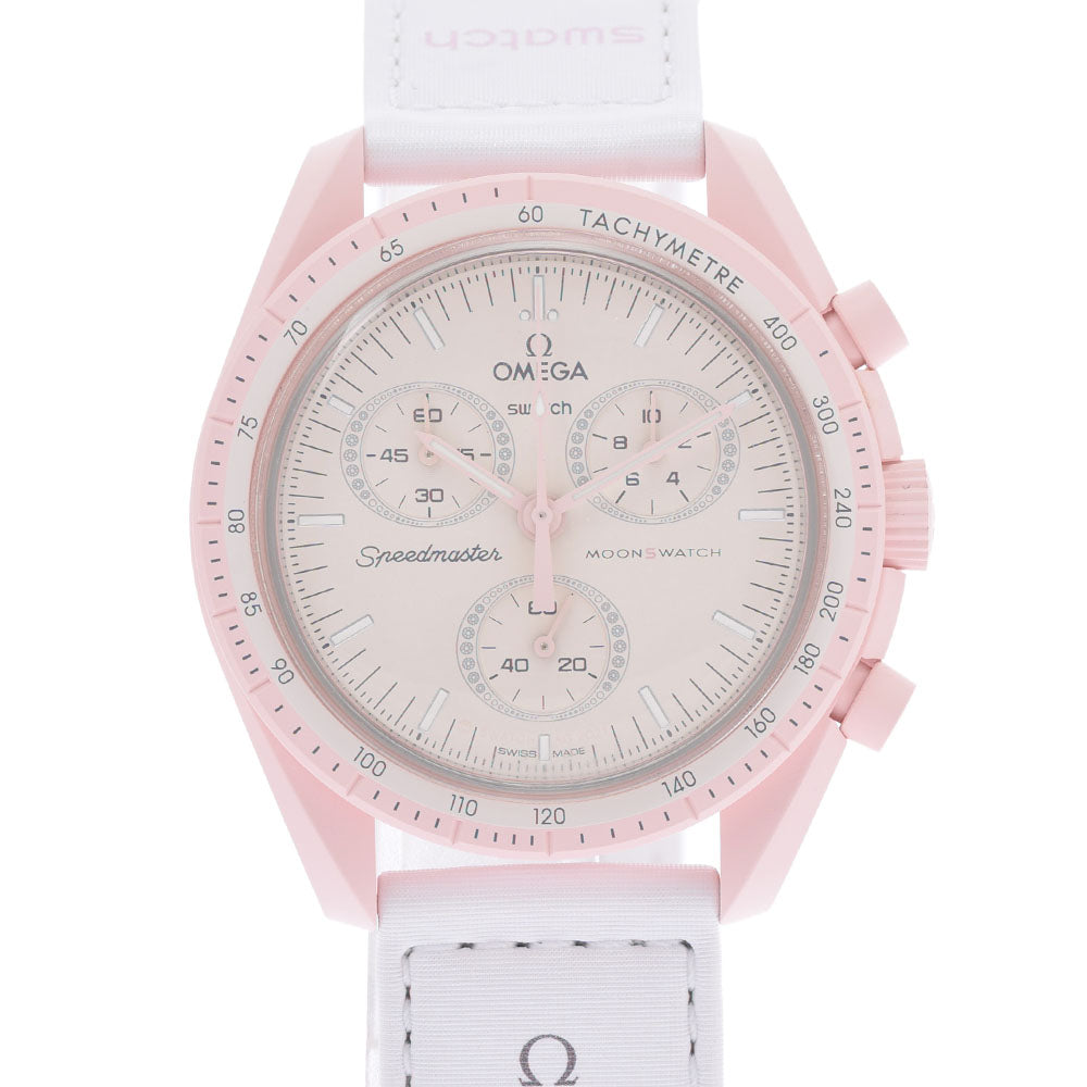 SWATCH スウォッチ OMEGA オメガ MISSION TO VENUS SO33P100 ボーイズ バイオセラミック /ナイロン /ベルクロ 腕時計 クオーツ ピンク文字盤 Aランク 中古 