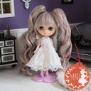 ミディブライス ウィッグ スパイラルツーテール ローズシルバー 7.5インチ/ドール Blythe