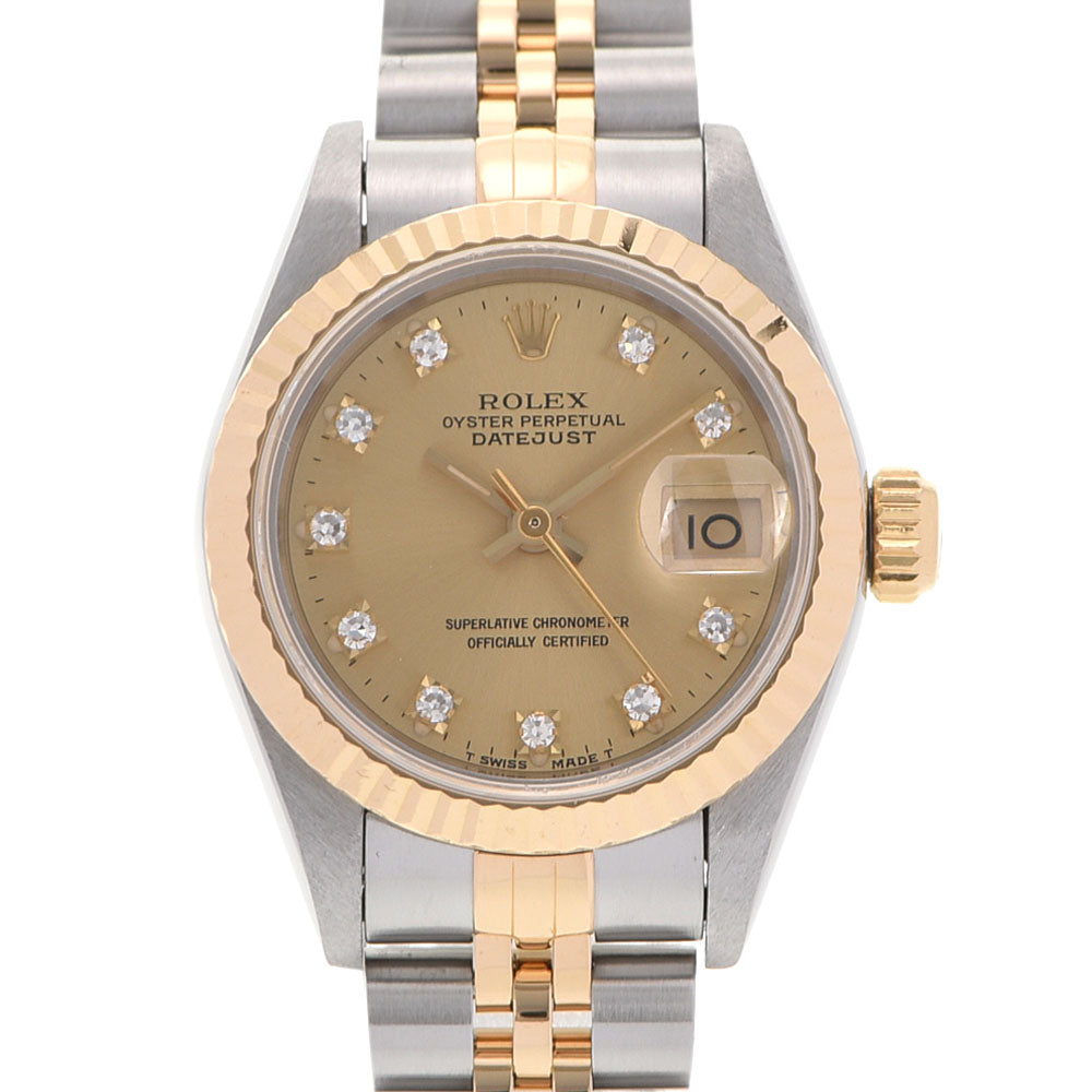 ROLEX ロレックス デイトジャスト 10Pダイヤ 69173G レディース YG/SS 腕時計 自動巻き シャンパン文字盤 ABランク 中古 