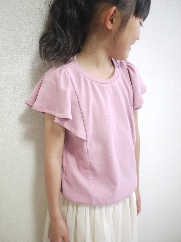 YONE　子供用ラッフルスリーブカットソーの型紙　ニット専用　90～140全サイズ　女の子　子供服　夏　半袖