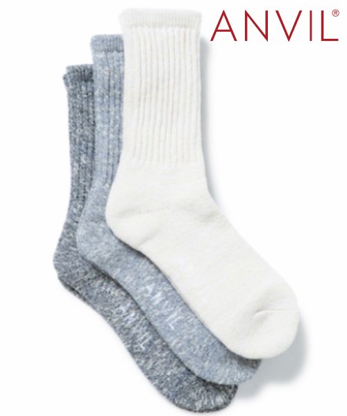 【ANVIL】「消臭加工」パイル 3足セット 3パック クルー ソックス 靴下  /3P Crew Socks/ANS050 アンビル アンヴィル