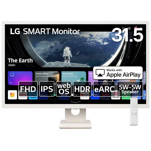 【スマートモニター】LGエレクトロニクス 32SR50F-W 31.5型 スマートモニター IPS フルHD オールホワイト＆スリムデザイン ハーフグレア 32SR50FW