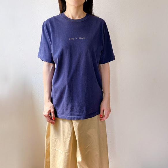 ピグメントTシャツ　keep it simple　ネイビー　紺色　レディース