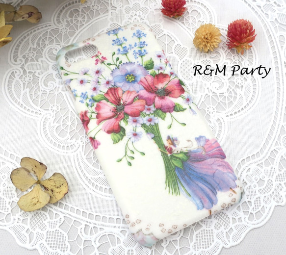 両手いっぱいの花束 柄スマホケース★iPhone15/iPhone14/iPhone12