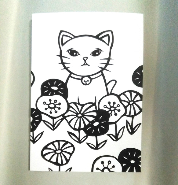 【切り絵】原画　A5サイズ　cat38