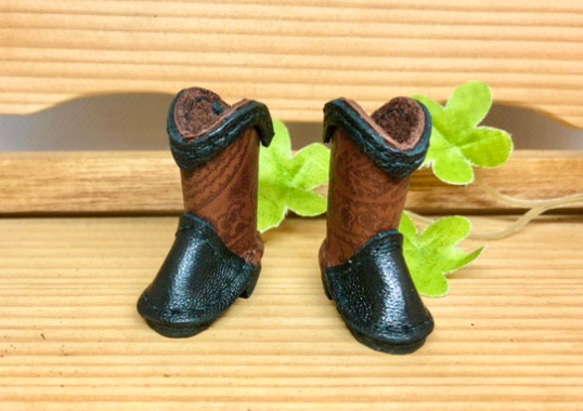 森き　ペイズリーツートンウエスタンブーツ　miniature boots.