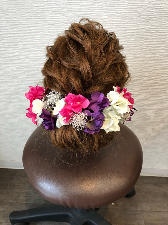 『和装髪飾り』紫陽花かすみ草和装ヘア成人式ヘア成人式髪飾り振袖ヘア振袖髪飾り卒業式ヘアヘッドドレス袴ヘア結婚式ヘア