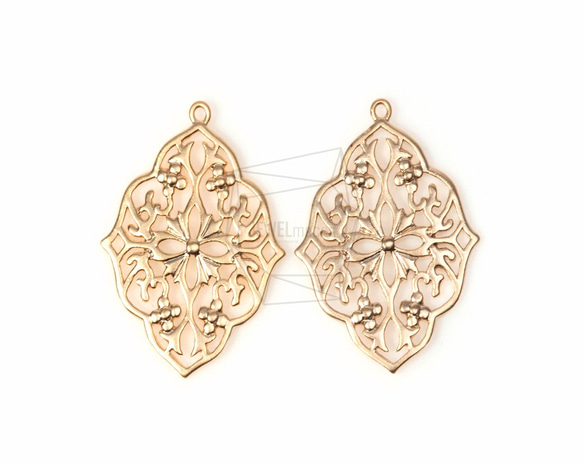 PDT-465-MG【2個入り】ペイズリーペンダント,Paisley Pendant/ 27mm x 31mm