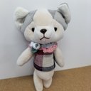 ハチワレ　ねこさんのぬいぐるみ☆手足が動くよ☆ 　白＆グレー