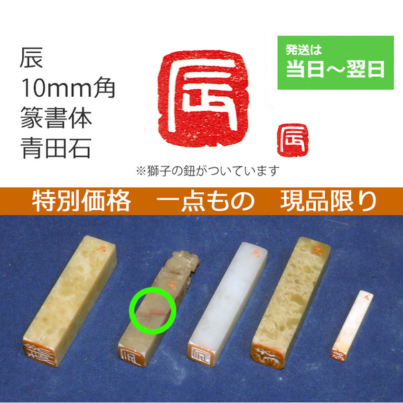 特別価格 一点もの 現品限り 「辰」 10mm 干支 十干十二支 石のはんこ 落款 年賀状