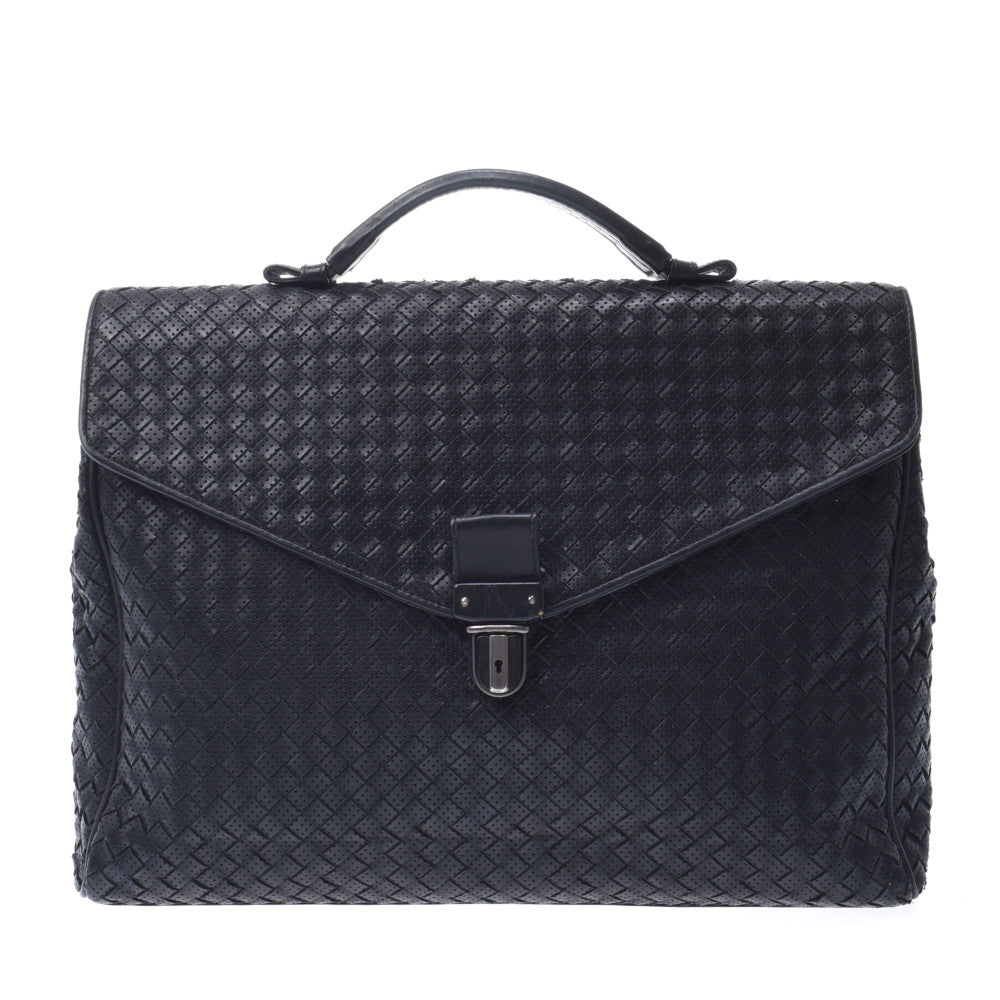 BOTTEGAVENETA ボッテガヴェネタ ブリーフケース イントレチャート パンチング アウトレット 黒 113095V11901000 メンズ レザー ビジネスバッグ Bランク 中古 