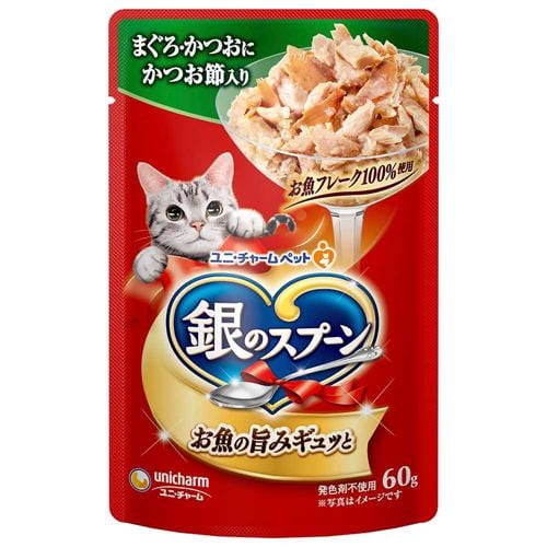 ユニ・チャーム 銀のスプーンパウチまぐろ・かつおにかつお節入り 60g