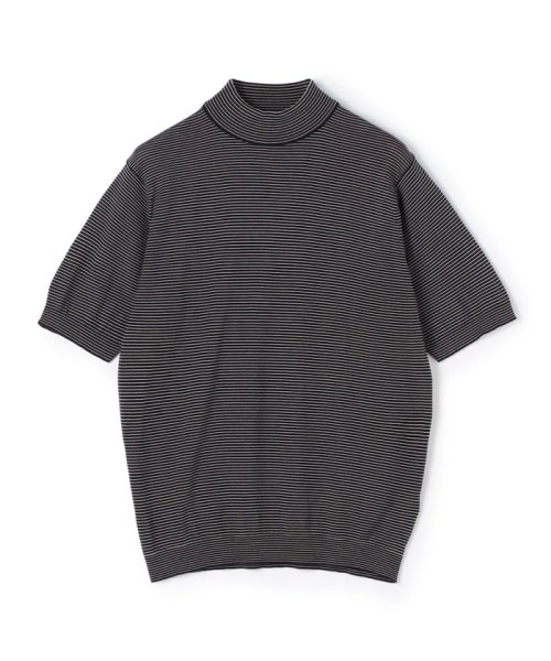 【別注】JOHN SMEDLEY コットンボーダー モックネックプルオーバー