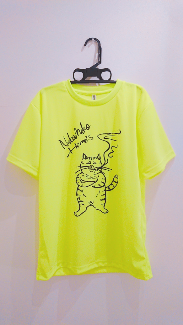 ワイルドねこTシャツメンズMsize イエロー