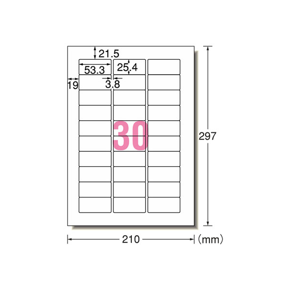 エーワン ラベルシール A4 30面 四辺余白角丸 100枚 F833483-28455