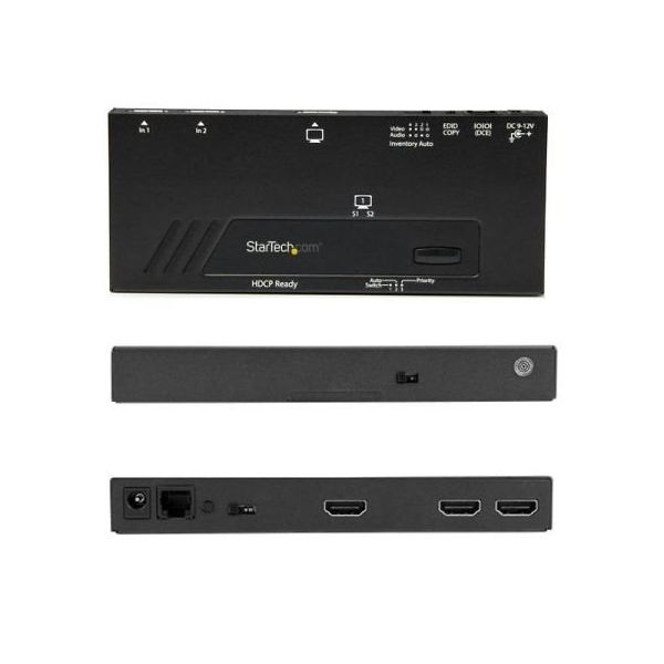 StarTech.com 2入力1出力HDMIディスプレイ切替器/セレクター/スイッチ 4K 高速切替機能付き VS221HD4KA 1個（直送品）