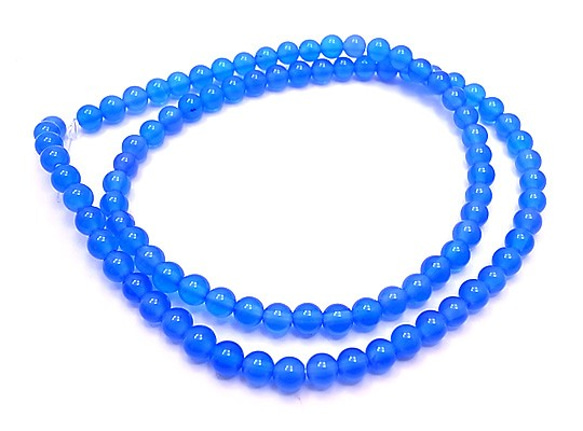 天然石 ビーズ ライン 卸売　ブルーアゲート(Blue agate)　丸玉ビーズ（約4mm）　ba-rb-4