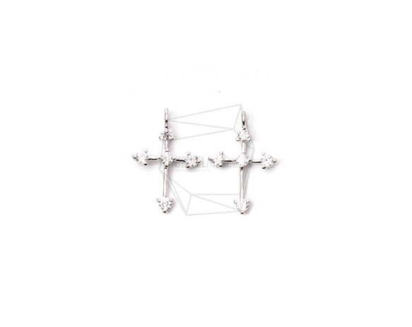 PDT-2131-R【2個入り】キュービッククロスペンダント,Cubic Cross Pendant