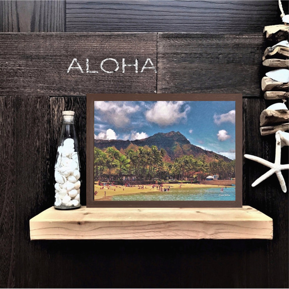 【送料無料】南国の風景☆HAWAII No.492   フレーム付 　A4サイズ