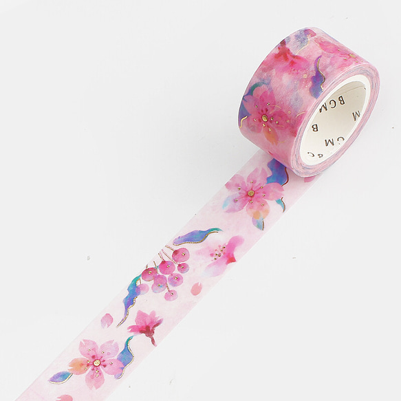 新商品！2023桜限定マスキングテープ『 BGM 　箔押し「桜・薄桜」』～20mm×5m巻き～