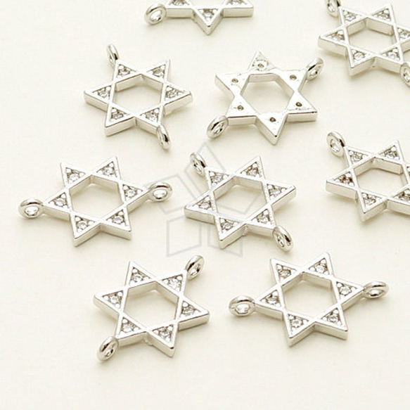 【1個入り】Star of David 、スターコネクター、2カン付き、星ペンダント、シルバー/PD-922-OR