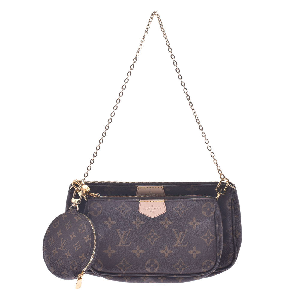 LOUIS VUITTON ルイヴィトン モノグラム ミュルティ ポシェット アクセソワール ブラウン M44840 レディース モノグラムキャンバス ショルダーバッグ 新同 中古 