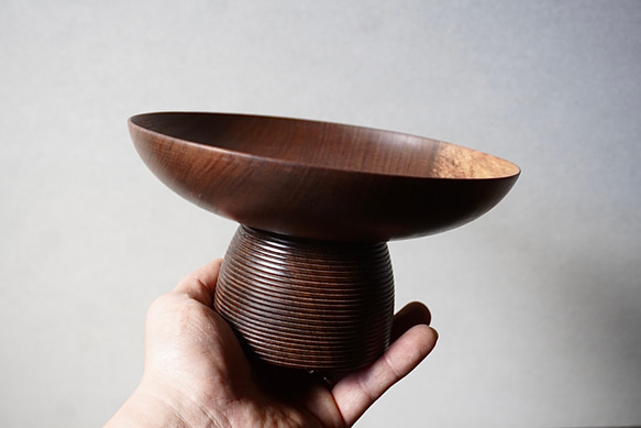 Compote  walnut   コンポート　ウォルナット　器　高台付き　飾り皿