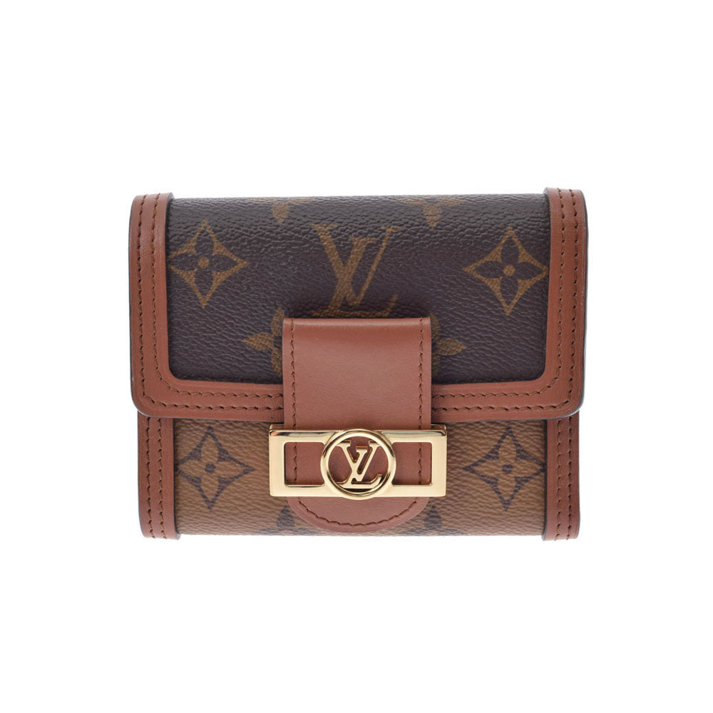 LOUIS VUITTON ルイヴィトン モノグラム リバース ドーフィーヌ  ブラウン M68725 レディース モノグラムキャンバス 三つ折り財布 Aランク 中古 