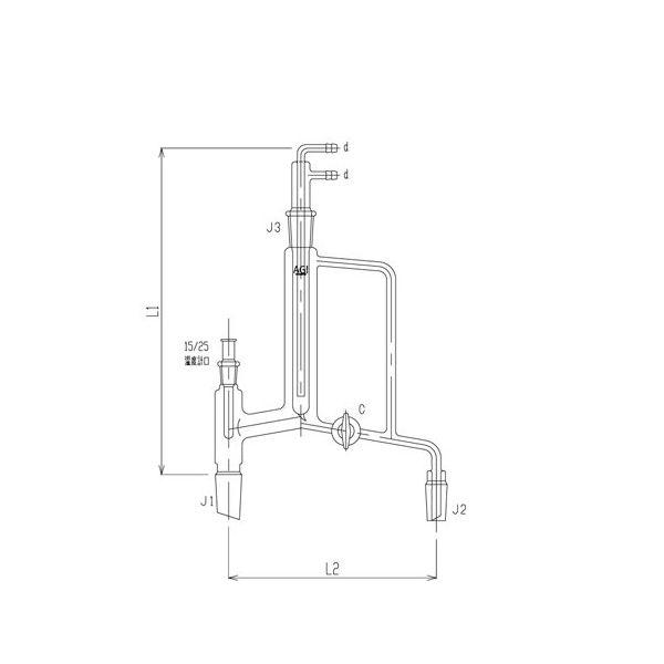 旭製作所 手動還流器 ガラスコック 24/40 19/38 3534-4L3L 1個 65-1839-19（直送品）