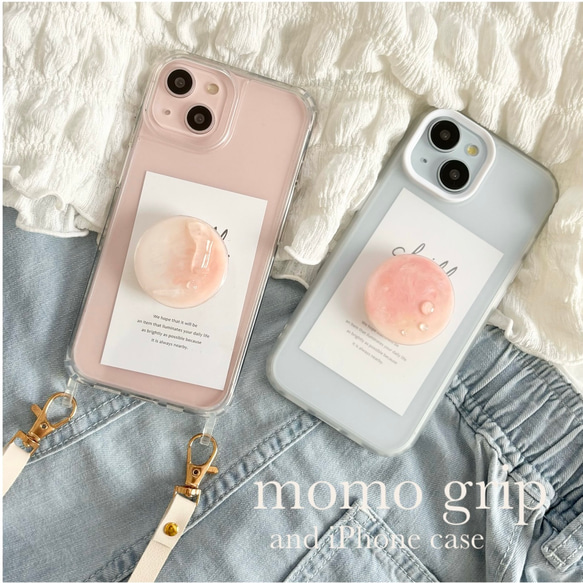 momo grip.｡.＊ﾟスマホグリップ［もも］【k】