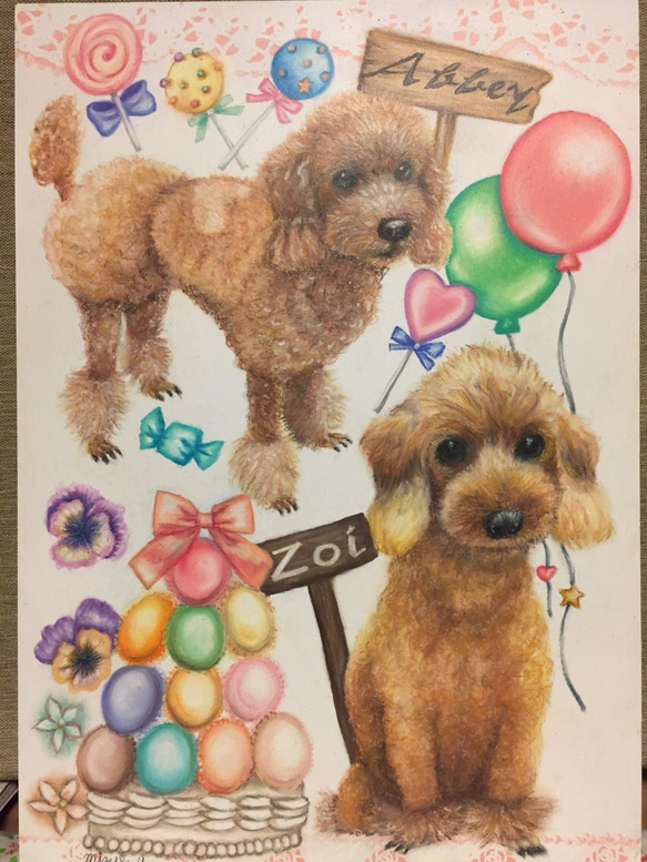 初めての方限定1匹チョークアート愛犬愛猫の似顔絵オーダー当て木加工オプション追加OK