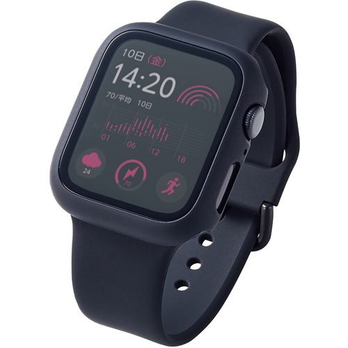 エレコム AW-20MFCGOBK Apple Watch 44mm用フルカバーケース プレミアムゴリラガラス 高透明 ブラック AW20MFCGOBK