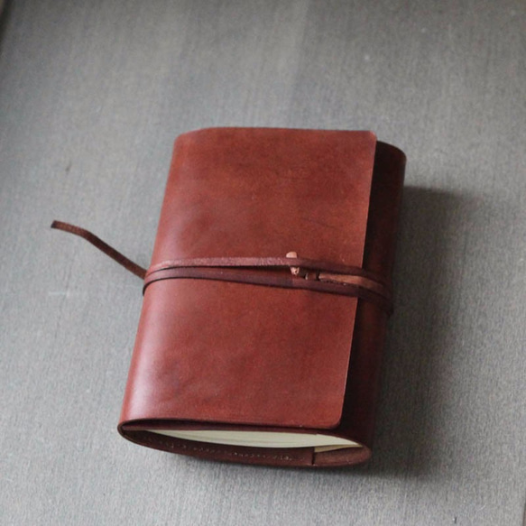 Dark Brown refillable leather notebook/ Book Cover A6 size