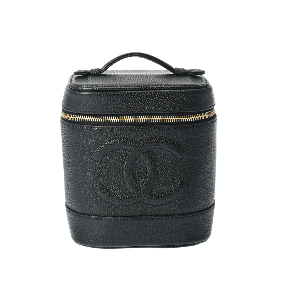 CHANEL シャネル 縦型 バニティ 黒 ゴールド金具 A01998 レディース キャビアスキン ハンドバッグ Aランク 中古 