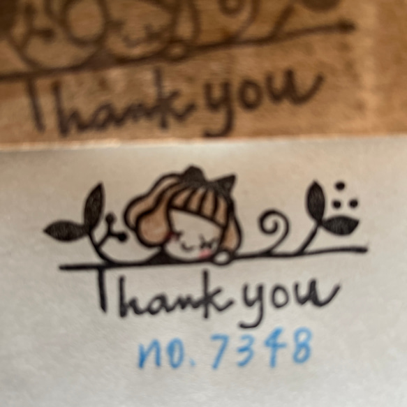 スタンプ　No. 7348 thank you うたた寝女の子