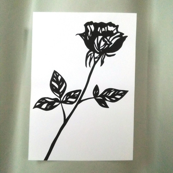 【切り絵】原画　A5サイズ　rose